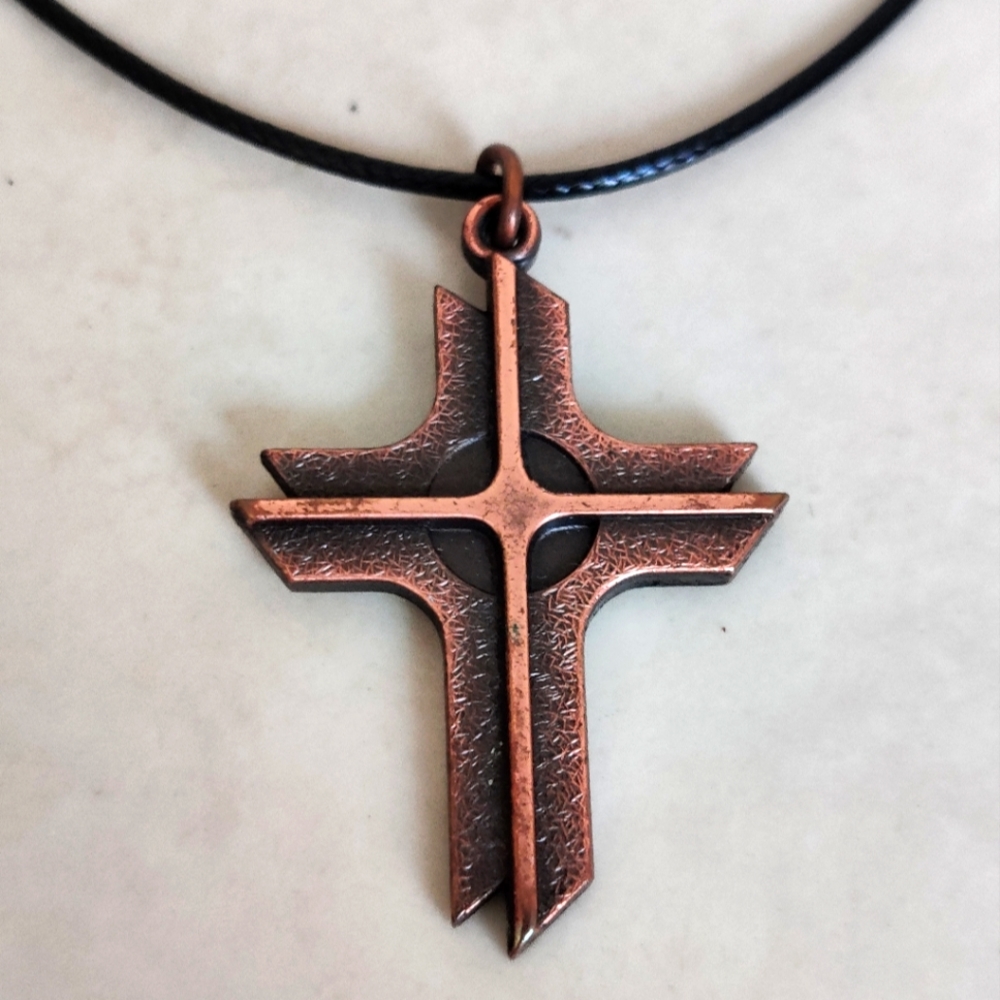 Vintage Modernist Copper Cross Minimalist Unisex